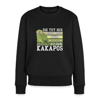 Die will nur zu den Kakapos Papagei - Frauen Premium Bio Pullover - Schwarz - Vorne - Julia (174cm)