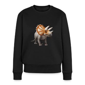 Triceratops Dinosaurier Illustration - Frauen Premium Bio Pullover - Schwarz - Vorne - Julia (174cm)