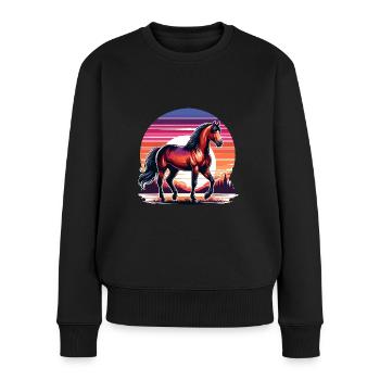 Art de Quarter Horse marron - Pull Premium bio Femme - noir - Devant - Julia (174cm)
