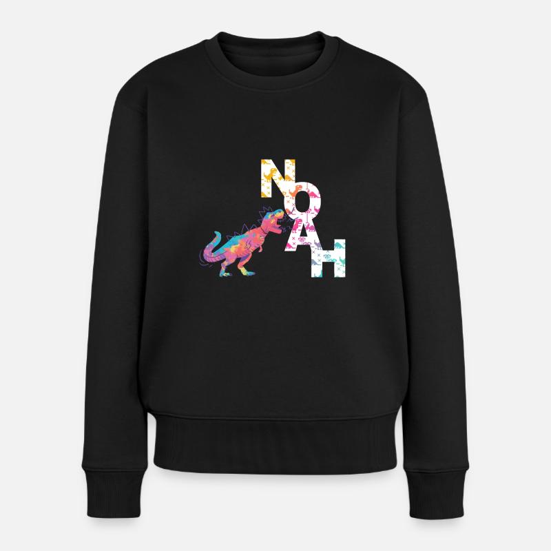 Noah - Schöner Jungen Name mit coolen Dinos - Frauen Premium Bio Pullover - Schwarz
