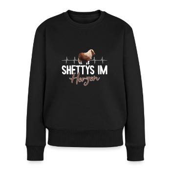Shetty im Herzen Herzschlag Shetland Pony - Frauen Premium Bio Pullover - Schwarz - Vorne - Julia (174cm)