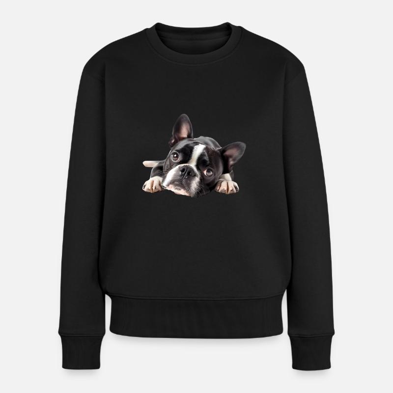 Boston Terrier - Frauen Premium Bio Pullover - Schwarz