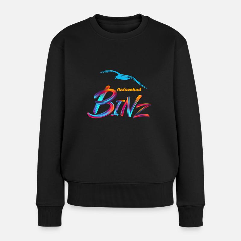 Binz-Ostseebad-Möwe - Frauen Premium Bio Pullover - Schwarz
