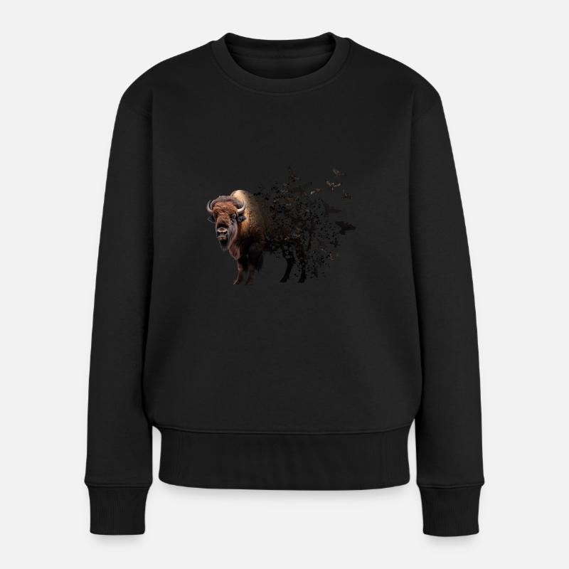 Bison - Frauen Premium Bio Pullover - Schwarz