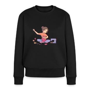 Machine à coudre vintage à claquettes Design - Pull Premium bio Femme - noir - Devant - Julia (174cm)