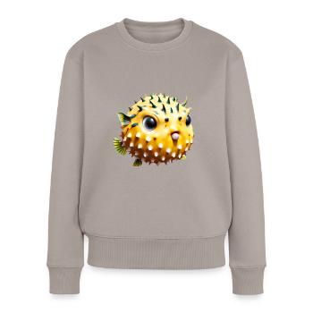 Poisson-globe gonflé - Pull Premium bio Femme - taupe - Devant - Julia (174cm)