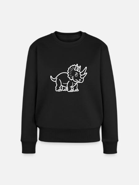 Triceratops - Frauen Premium Bio Pullover - Schwarz