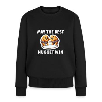 Croquettes de poulet Drôle Pépite de poulet Meme - Pull Premium bio Femme - noir - Devant - Julia (174cm)