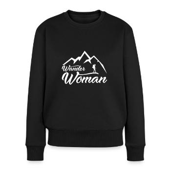 Wander Woman Wandern Geschenkidee - Frauen Premium Bio Pullover - Schwarz - Vorne - Julia (174cm)