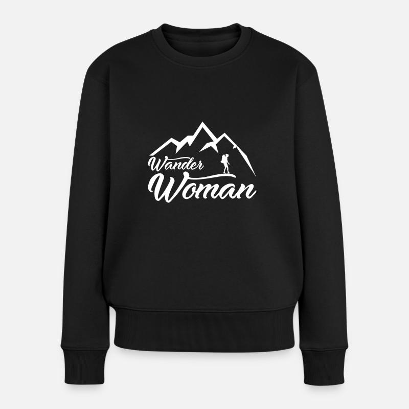Wander Woman Wandern Geschenkidee - Frauen Premium Bio Pullover - Schwarz
