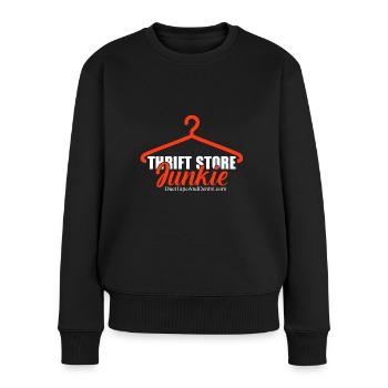 Junkie d’occasion qui fait ses achats d’occasion - Pull Premium bio Femme - noir - Devant - Julia (174cm)