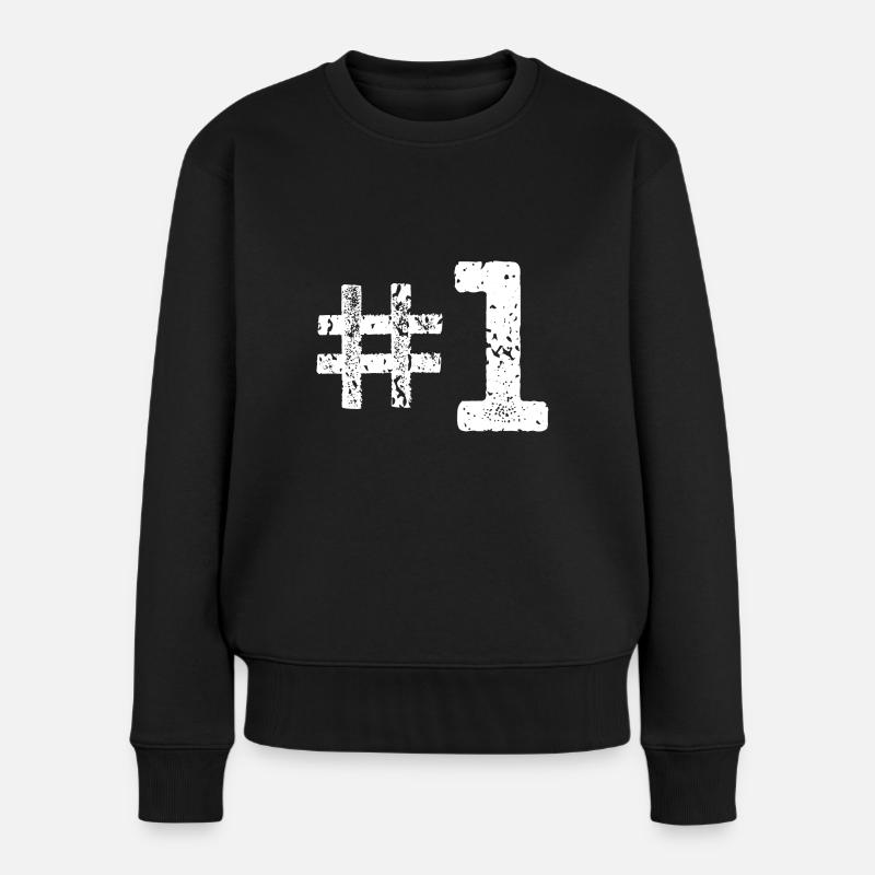 Number 1#1 - Frauen Premium Bio Pullover - Schwarz