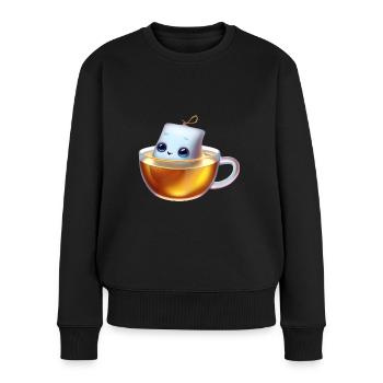 Sachet de thé gourmand - Pull Premium bio Femme - noir - Devant - Julia (174cm)