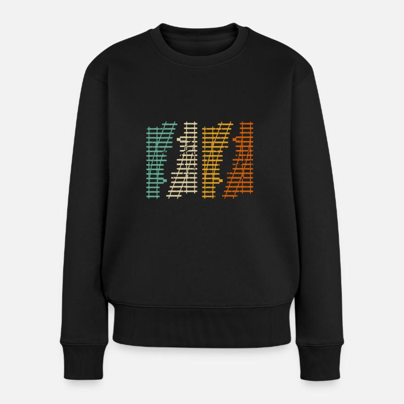 Zug Gleise Schienen Eisenbahn Vintage Modellbahn - Frauen Premium Bio Pullover - Schwarz