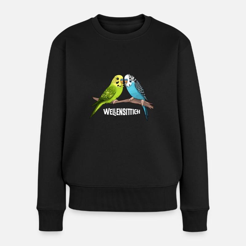 Wellensittich - Frauen Premium Bio Pullover - Schwarz