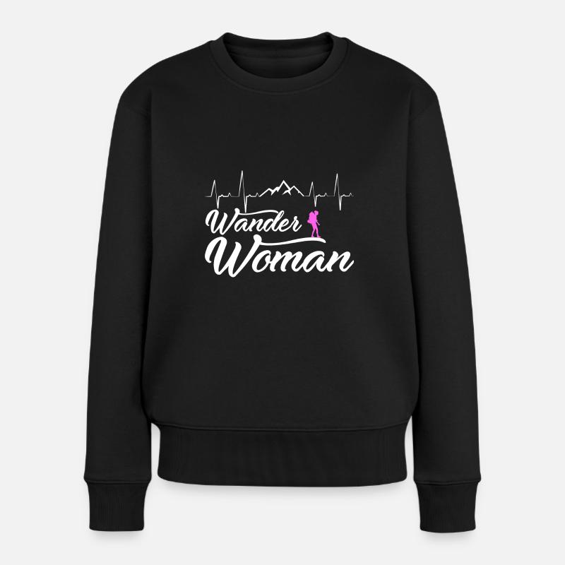 Wander Woman Hobby Wandern Geschenkidee - Frauen Premium Bio Pullover - Schwarz