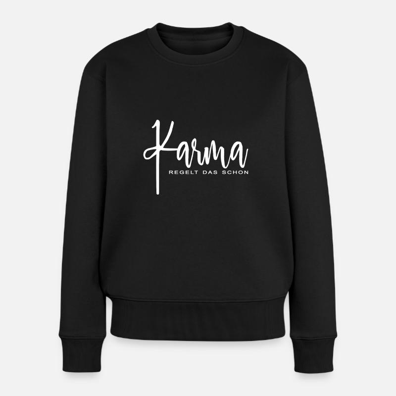 Karma regelt das schon Schicksal Karma - Frauen Premium Bio Pullover - Schwarz