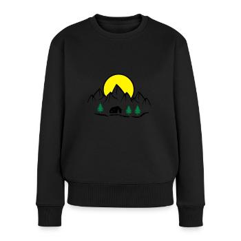 hütte berge natur - Frauen Premium Bio Pullover - Schwarz - Vorne - Julia (174cm)
