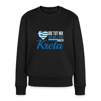 Kreta die tut nix Griechenland Urlaub - Frauen Premium Bio Pullover - Schwarz - Vorne - Julia (174cm)