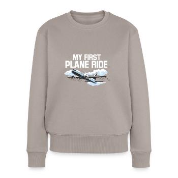 Voyage de vacances en solo Mon premier avion - Pull Premium bio Femme - taupe - Devant - Julia (174cm)