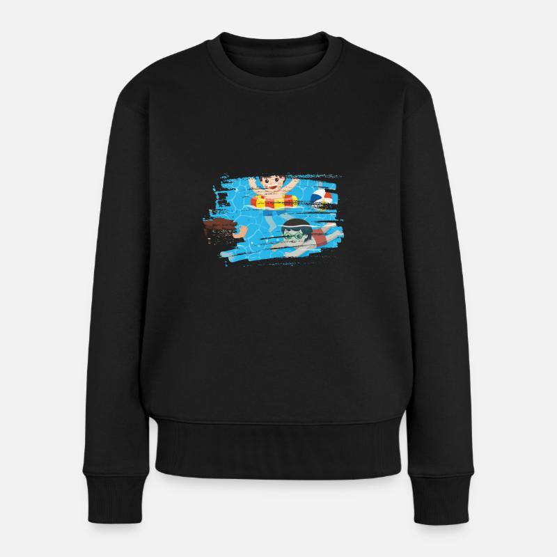 Schwimmen - Frauen Premium Bio Pullover - Schwarz