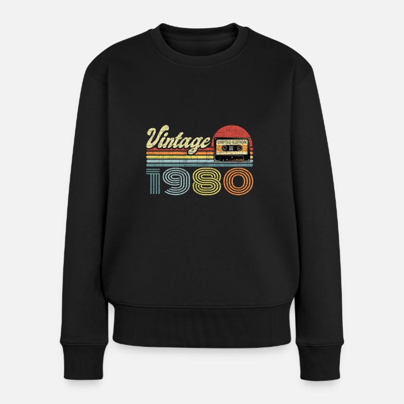 Vintage 1980 Kassette Mixtape - 41. Geburtstag - Frauen Premium Bio Pullover - Schwarz