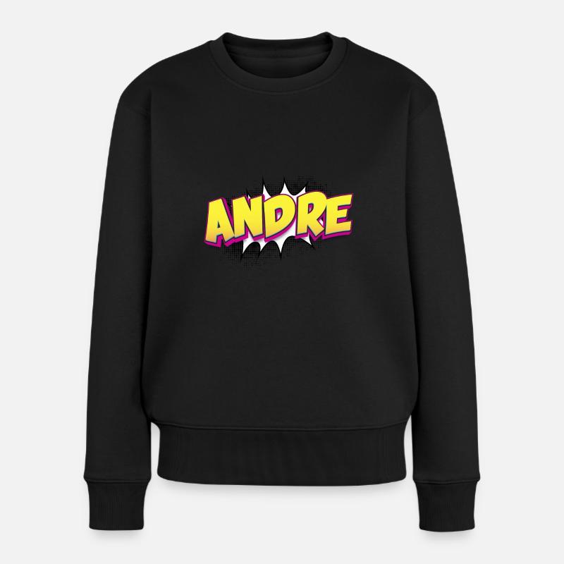Andre Custom Name Comic Book Style Pop Art, Andre - Women's Premium Organic Jumper - black
