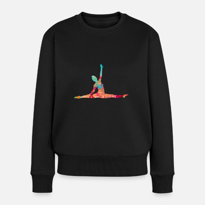 Turnerin im Spagat - PopArt Style - Frauen Premium Bio Pullover - Schwarz