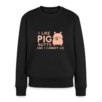 I like PIG Butts - Grillen - Frauen Premium Bio Pullover - Schwarz - Vorne - Julia (174cm)