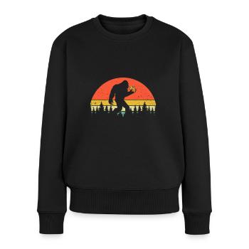 Pizza lieben auch Kreaturen - Frauen Premium Bio Pullover - Schwarz - Vorne - Julia (174cm)