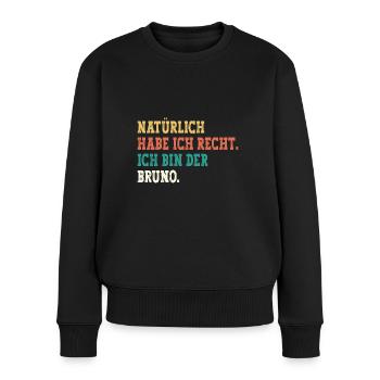 Bruno Lustiger Spruch Vorname Name Bruno - Frauen Premium Bio Pullover - Schwarz - Vorne - Julia (174cm)