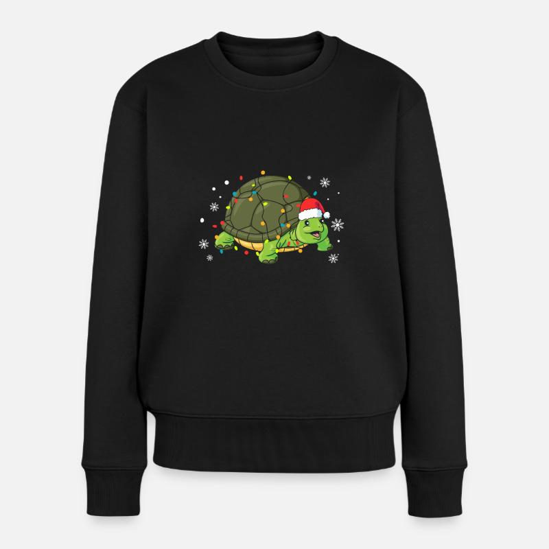 Schildkröte Weihnachten - Frauen Premium Bio Pullover - Schwarz