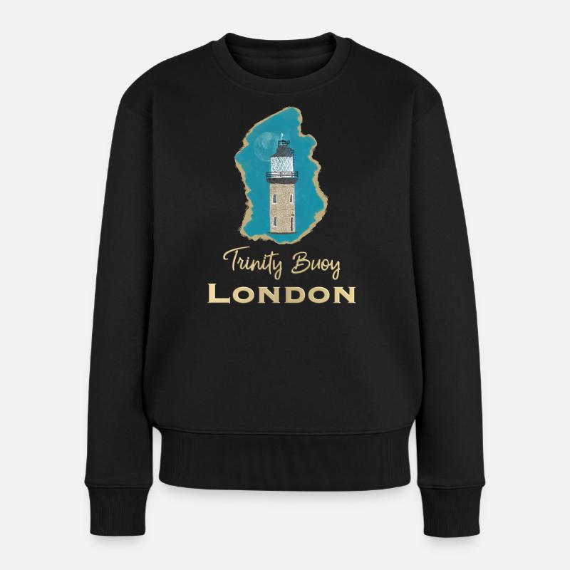 London, Leuchtturm Trinity Buoy, Pixel- Art - Frauen Premium Bio Pullover - Schwarz