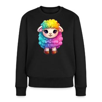 Buntes Schaf Regenbogen LGBTQ Tier Wolle Gender - Frauen Premium Bio Pullover - Schwarz - Vorne - Julia (174cm)