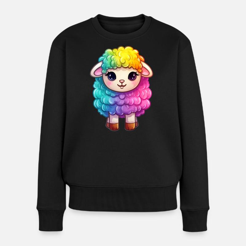 Buntes Schaf Regenbogen LGBTQ Tier Wolle Gender - Frauen Premium Bio Pullover - Schwarz
