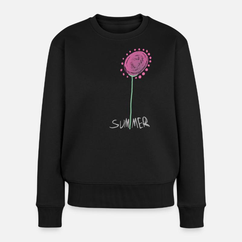 Abstrakte Sommerkristall Blumenillustration - Frauen Premium Bio Pullover - Schwarz
