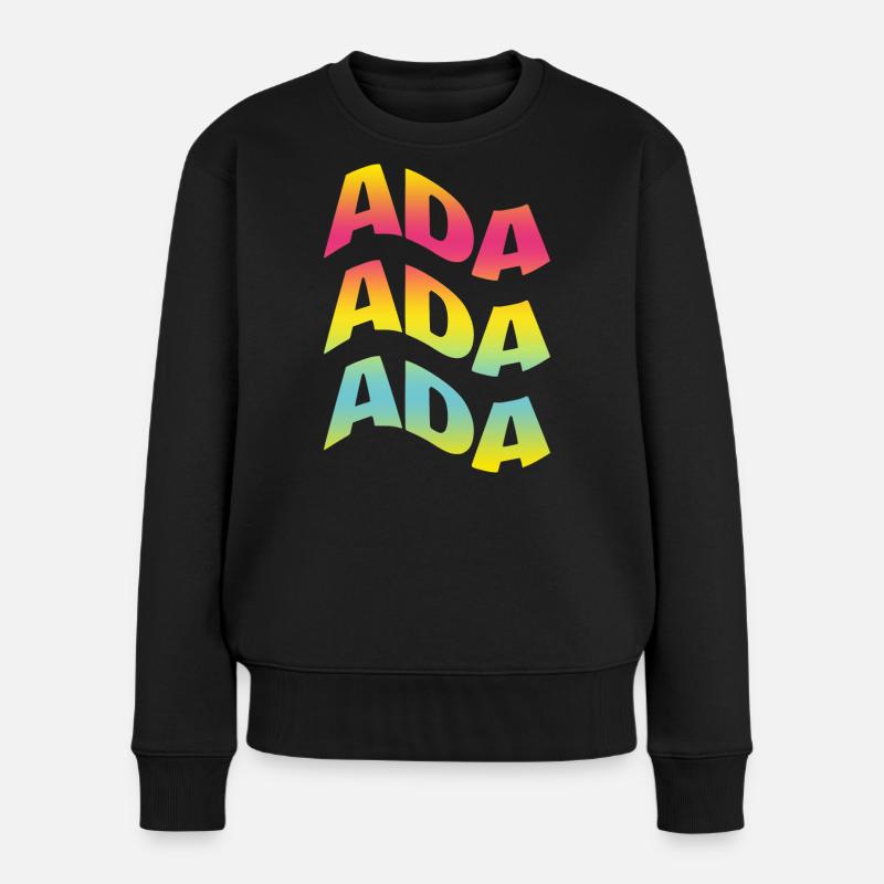 Ada T-Shirt Text Welleneffekt T-Shirt Geschenk - Frauen Premium Bio Pullover - Schwarz