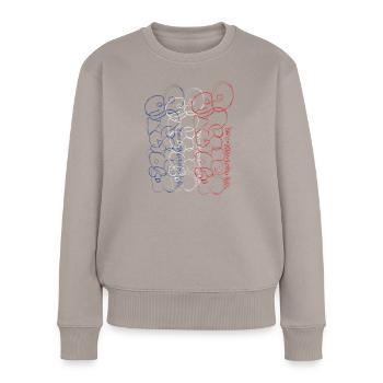 Paris Abstrakte Skizze in Blau, Weiß und Rot - Frauen Premium Bio Pullover - Taupe - Vorne - Julia (174cm)