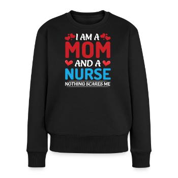 Mama und Pflegekraft Design - Frauen Premium Bio Pullover - Schwarz - Vorne - Julia (174cm)