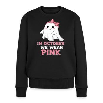 Imprimé rose d'octobre fantaisiste fantôme - Pull Premium bio Femme - noir - Devant - Julia (174cm)