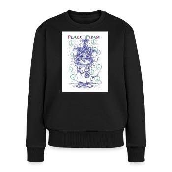 peaceplease - Frauen Premium Bio Pullover - Schwarz - Vorne - Julia (174cm)