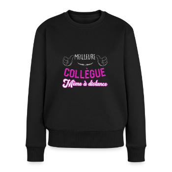 Meilleure collègue Femme Humour Télétravail - Pull Premium bio Femme - noir - Devant - Julia (174cm)