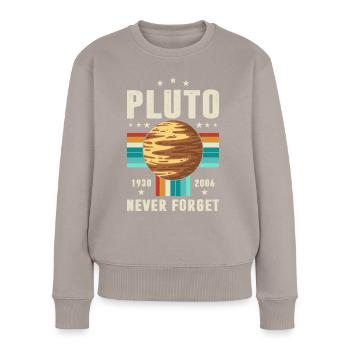 pluto vergiss nie Grafik - Frauen Premium Bio Pullover - Taupe - Vorne - Julia (174cm)