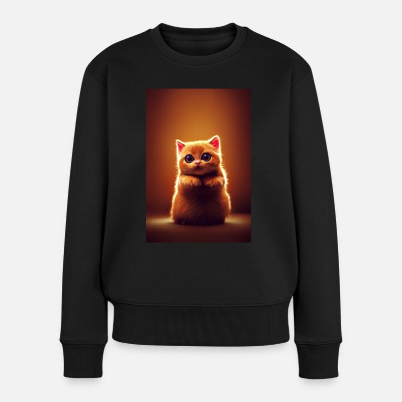 super cute cat - Frauen Premium Bio Pullover - Schwarz