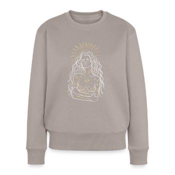 Wake Me Up - Frauen Premium Bio Pullover - Taupe - Vorne - Julia (174cm)