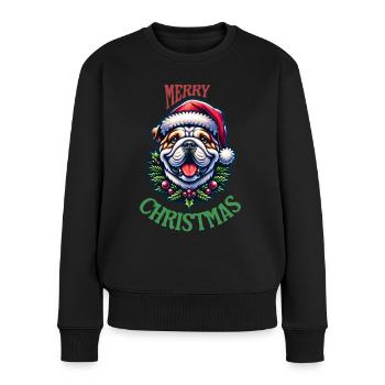 Merry Christmas Bulldogge Geschenkidee - Bulldogge - Frauen Premium Bio Pullover - Schwarz - Vorne - Julia (174cm)