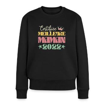 Certifiée meilleure maman 2022 Cadeau maman - Pull Premium bio Femme - noir - Devant - Julia (174cm)