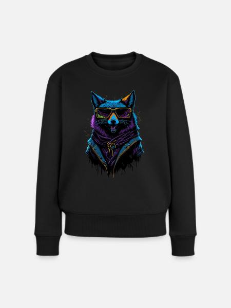Cyberpunk Fox - Frauen Premium Bio Pullover - Schwarz