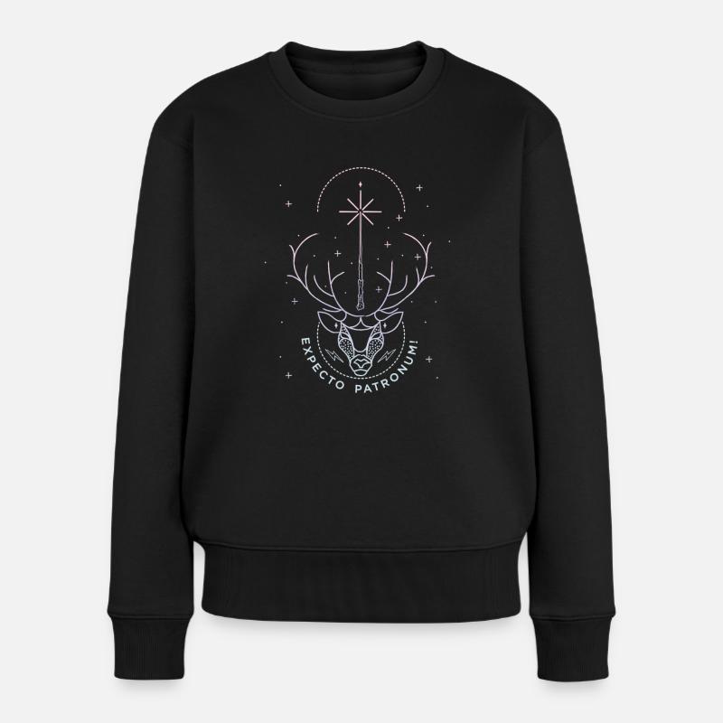 Harry Potter Hirsch Expecto Patronum - Frauen Premium Bio Pullover - Schwarz