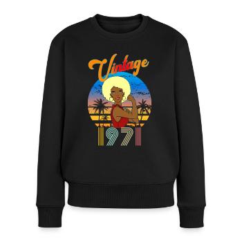 Anniversaire 1971 Femme Afro Style Vintage - Pull Premium bio Femme - noir - Devant - Julia (174cm)